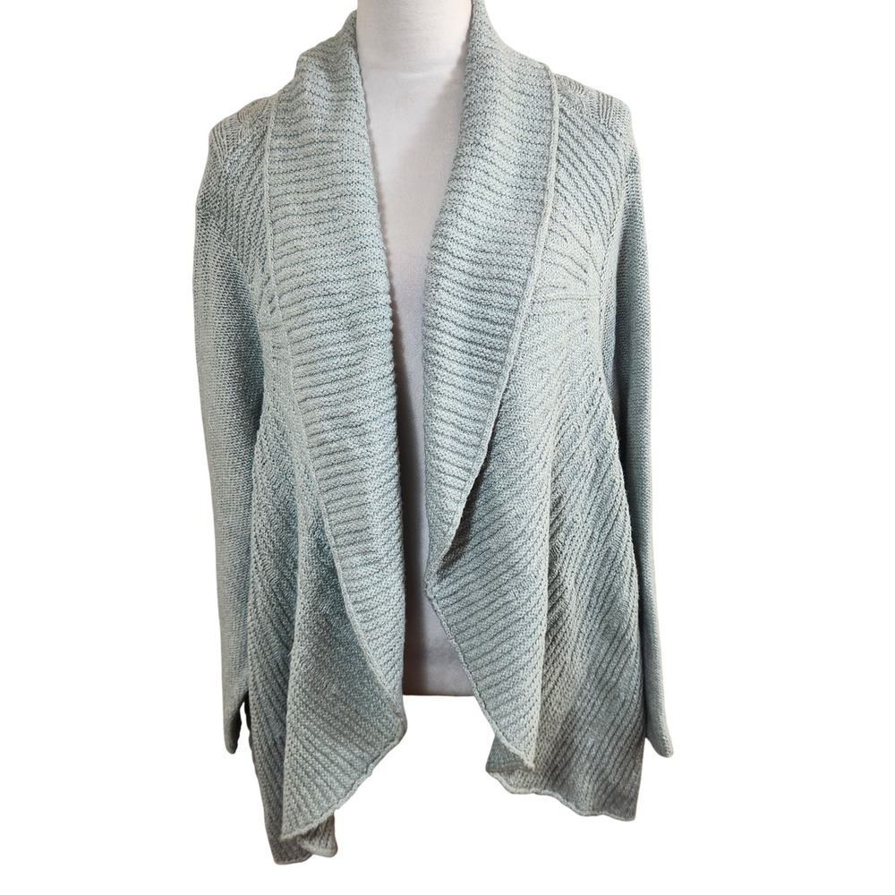 Pure Jill J. Jill Women 2X Soft Pearht Cotton Cable Knit Open Front Cardigan NEW